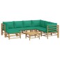 vidaXL 8-tlg. Garten-Lounge-Set mit Grünen Kissen Bambus vidaXL 8-tlg. Garten-Lounge-Set mit Grünen Kissen Bambus
