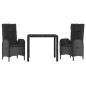 vidaXL 3-tlg. Garten-Essgruppe mit Kissen Schwarz Poly Rattan vidaXL 3-tlg. Garten-Essgruppe mit Kissen Schwarz Poly Rattan