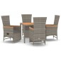 vidaXL 5-tlg. Garten-Essgruppe mit Kissen Grau Poly Rattan vidaXL 5-tlg. Garten-Essgruppe mit Kissen Grau Poly Rattan