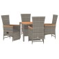 vidaXL 5-tlg. Garten-Essgruppe mit Kissen Grau Poly Rattan vidaXL 5-tlg. Garten-Essgruppe mit Kissen Grau Poly Rattan