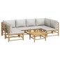 vidaXL 7-tlg. Garten-Lounge-Set mit Hellgrauen Kissen Bambus vidaXL 7-tlg. Garten-Lounge-Set mit Hellgrauen Kissen Bambus