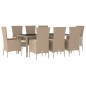 vidaXL 9-tlg. Garten-Essgruppe mit Kissen Beige Poly Rattan vidaXL 9-tlg. Garten-Essgruppe mit Kissen Beige Poly Rattan