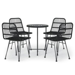 vidaXL 5-tlg. Garten-Essgruppe Schwarz Poly Rattan