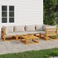 vidaXL 6-tlg. Garten-Lounge-Set mit Hellgrauen Kissen Massivholz vidaXL 6-tlg. Garten-Lounge-Set mit Hellgrauen Kissen Massivholz