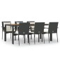 vidaXL 7-tlg. Garten-Essgruppe mit Kissen Schwarz Poly Rattan vidaXL 7-tlg. Garten-Essgruppe mit Kissen Schwarz Poly Rattan