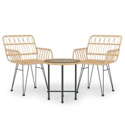 vidaXL 3-tlg. Garten-Essgruppe Poly Rattan