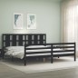 vidaXL Massivholzbett mit Kopfteil Schwarz vidaXL Massivholzbett mit Kopfteil Schwarz