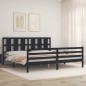 vidaXL Massivholzbett mit Kopfteil Schwarz vidaXL Massivholzbett mit Kopfteil Schwarz