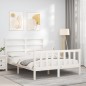 vidaXL Massivholzbett mit Kopfteil Weiß 140x200 cm vidaXL Massivholzbett mit Kopfteil Weiß 140x200 cm