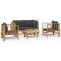 vidaXL 5-tlg. Garten-Lounge-Set mit Dunkelgrauen Kissen Bambus vidaXL 5-tlg. Garten-Lounge-Set mit Dunkelgrauen Kissen Bambus