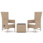 vidaXL 3-tlg. Garten-Lounge-Set Beige Poly Rattan & Stahl vidaXL 3-tlg. Garten-Lounge-Set Beige Poly Rattan & Stahl
