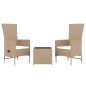 vidaXL 3-tlg. Garten-Lounge-Set Beige Poly Rattan & Stahl vidaXL 3-tlg. Garten-Lounge-Set Beige Poly Rattan & Stahl