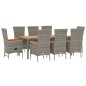 vidaXL 9-tlg. Garten-Essgruppe mit Kissen Grau Poly Rattan vidaXL 9-tlg. Garten-Essgruppe mit Kissen Grau Poly Rattan