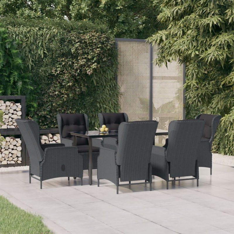 vidaXL 7-tlg. Garten-Essgruppe Dunkelgrau Poly Rattan vidaXL 7-tlg. Garten-Essgruppe Dunkelgrau Poly Rattan