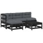 vidaXL 5-tlg. Garten-Lounge-Set mit Kissen Schwarz Massivholz vidaXL 5-tlg. Garten-Lounge-Set mit Kissen Schwarz Massivholz