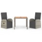 vidaXL 3-tlg. Garten-Essgruppe mit Kissen Grau Poly Rattan vidaXL 3-tlg. Garten-Essgruppe mit Kissen Grau Poly Rattan