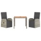 vidaXL 3-tlg. Garten-Essgruppe mit Kissen Grau Poly Rattan vidaXL 3-tlg. Garten-Essgruppe mit Kissen Grau Poly Rattan