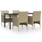 vidaXL 5-tlg. Garten-Essgruppe mit Kissen Beige und Schwarz vidaXL 5-tlg. Garten-Essgruppe mit Kissen Beige und Schwarz