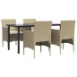 vidaXL 5-tlg. Garten-Essgruppe mit Kissen Beige und Schwarz vidaXL 5-tlg. Garten-Essgruppe mit Kissen Beige und Schwarz