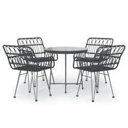 vidaXL 5-tlg. Garten-Essgruppe Schwarz Poly Rattan