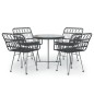 vidaXL 5-tlg. Garten-Essgruppe Schwarz Poly Rattan vidaXL 5-tlg. Garten-Essgruppe Schwarz Poly Rattan