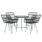 vidaXL 5-tlg. Garten-Essgruppe Schwarz Poly Rattan vidaXL 5-tlg. Garten-Essgruppe Schwarz Poly Rattan