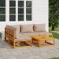 vidaXL 5-tlg. Garten-Lounge-Set mit Taupe Kissen Massivholz vidaXL 5-tlg. Garten-Lounge-Set mit Taupe Kissen Massivholz