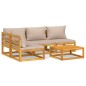 vidaXL 5-tlg. Garten-Lounge-Set mit Taupe Kissen Massivholz vidaXL 5-tlg. Garten-Lounge-Set mit Taupe Kissen Massivholz