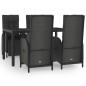 vidaXL 5-tlg. Garten-Essgruppe mit Kissen Schwarz Poly Rattan vidaXL 5-tlg. Garten-Essgruppe mit Kissen Schwarz Poly Rattan