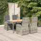 vidaXL 5-tlg. Garten-Essgruppe mit Kissen Grau Poly Rattan vidaXL 5-tlg. Garten-Essgruppe mit Kissen Grau Poly Rattan