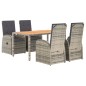vidaXL 5-tlg. Garten-Essgruppe mit Kissen Grau Poly Rattan vidaXL 5-tlg. Garten-Essgruppe mit Kissen Grau Poly Rattan