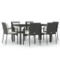 vidaXL 7-tlg. Garten-Essgruppe mit Kissen Schwarz Poly Rattan vidaXL 7-tlg. Garten-Essgruppe mit Kissen Schwarz Poly Rattan