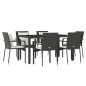 vidaXL 7-tlg. Garten-Essgruppe mit Kissen Schwarz Poly Rattan vidaXL 7-tlg. Garten-Essgruppe mit Kissen Schwarz Poly Rattan