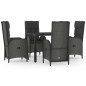vidaXL 5-tlg. Garten-Essgruppe mit Kissen Schwarz Poly Rattan vidaXL 5-tlg. Garten-Essgruppe mit Kissen Schwarz Poly Rattan