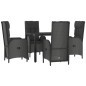 vidaXL 5-tlg. Garten-Essgruppe mit Kissen Schwarz Poly Rattan vidaXL 5-tlg. Garten-Essgruppe mit Kissen Schwarz Poly Rattan