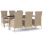 vidaXL 7-tlg. Garten-Essgruppe mit Kissen Beige Poly Rattan vidaXL 7-tlg. Garten-Essgruppe mit Kissen Beige Poly Rattan