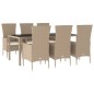 vidaXL 7-tlg. Garten-Essgruppe mit Kissen Beige Poly Rattan vidaXL 7-tlg. Garten-Essgruppe mit Kissen Beige Poly Rattan