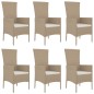 vidaXL 7-tlg. Garten-Essgruppe mit Kissen Beige Poly Rattan vidaXL 7-tlg. Garten-Essgruppe mit Kissen Beige Poly Rattan