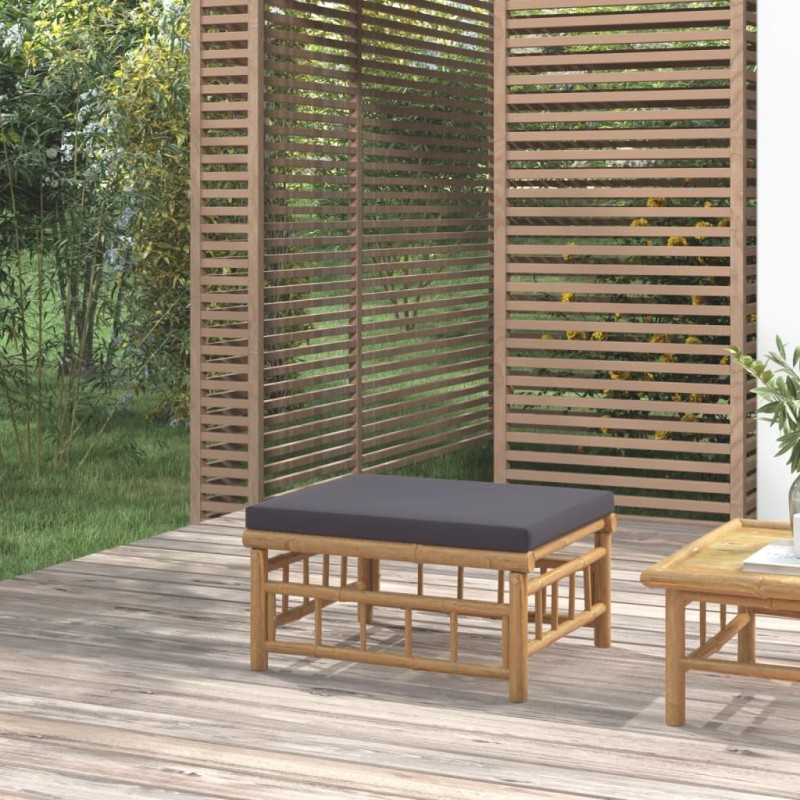 Gartenhocker mit Dunkelgrauem Kissen Bambus Gartenhocker mit Dunkelgrauem Kissen Bambus
