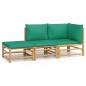 vidaXL 3-tlg. Garten-Lounge-Set mit Grünen Kissen Bambus vidaXL 3-tlg. Garten-Lounge-Set mit Grünen Kissen Bambus