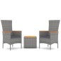vidaXL 3-tlg. Garten-Lounge-Set Grau Poly Rattan & Massivholz Akazie vidaXL 3-tlg. Garten-Lounge-Set Grau Poly Rattan & Massivholz Akazie