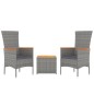 vidaXL 3-tlg. Garten-Lounge-Set Grau Poly Rattan & Massivholz Akazie vidaXL 3-tlg. Garten-Lounge-Set Grau Poly Rattan & Massivholz Akazie