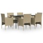 vidaXL 7-tlg. Garten-Essgruppe mit Kissen Beige und Schwarz vidaXL 7-tlg. Garten-Essgruppe mit Kissen Beige und Schwarz