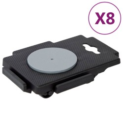 vidaXL Transportroller mit 8 Rollen 8 Stk. Schwarz Polypropylen 150 kg