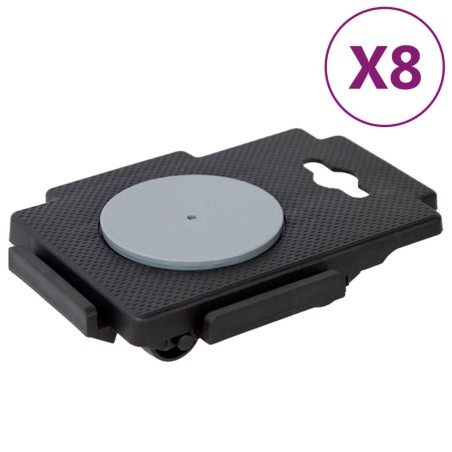 vidaXL Transportroller mit 8 Rollen 8 Stk. Schwarz Polypropylen 150 kg