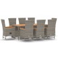 vidaXL 9-tlg. Garten-Essgruppe mit Kissen Grau Poly Rattan vidaXL 9-tlg. Garten-Essgruppe mit Kissen Grau Poly Rattan