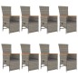 vidaXL 9-tlg. Garten-Essgruppe mit Kissen Grau Poly Rattan vidaXL 9-tlg. Garten-Essgruppe mit Kissen Grau Poly Rattan