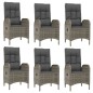 vidaXL 7-tlg. Garten-Essgruppe mit Kissen Grau Poly Rattan vidaXL 7-tlg. Garten-Essgruppe mit Kissen Grau Poly Rattan