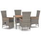 vidaXL 5-tlg. Garten-Essgruppe mit Kissen Grau Poly Rattan vidaXL 5-tlg. Garten-Essgruppe mit Kissen Grau Poly Rattan
