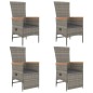 vidaXL 5-tlg. Garten-Essgruppe mit Kissen Grau Poly Rattan vidaXL 5-tlg. Garten-Essgruppe mit Kissen Grau Poly Rattan